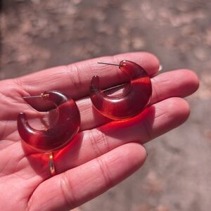 Translucent Amber Hoop Earrings - Women Jewelry